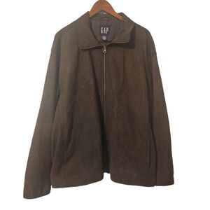 Vintage GAP Genuine Brown Suede Leather Full Zip Jacket Men‎ size XXL